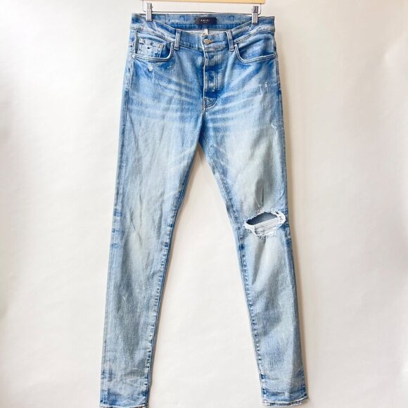 Amiri Men Blue Slash Slim Jeans, Size 33 M76 - Picture 2 of 12